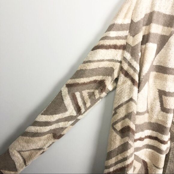 LUCKY BRAND | Intarsia Draped Cardigan Tan Aztec Print Open Front L - Picture 5 of 11